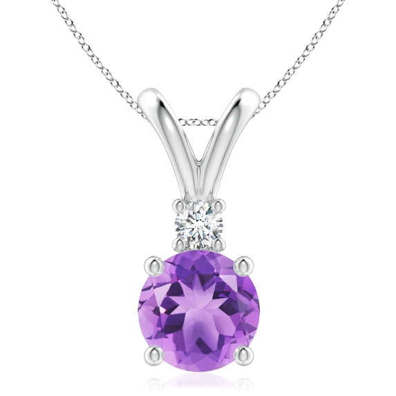 ANGARA Natural 2.45 ct Amethyst V-Bale Pendant with Diamond in 925 Sterling Silver for Women (Size-9mm) | February Birthstone, Anniversary, Jewelry Gift for Women | Natural Amethyst Necklace
