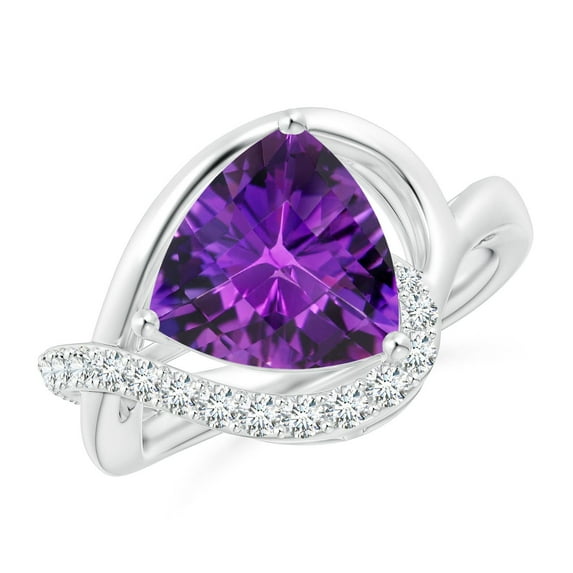 ANGARA Natural 2.5 Ct. Amethyst with Diamond Fashion Ring in 14K White Gold for Women (Ring Size: 11.5)