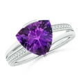 thumbnail image 1 of ANGARA Natural Trillion Checker-Cut 2.5 ct Amethyst Split Shank Ring in 14K White Gold for Women (Size-10mm) | February Birthstone, Anniversary, Jewelry Gift for Women | Natural Amethyst Ring, 1 of 9