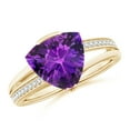 thumbnail image 1 of ANGARA Natural 2.5 Ct. Amethyst with Diamond Side Stones Ring in 14K Yellow Gold for Women (Ring Size: 11.5), 1 of 9