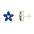 thumbnail image 1 of ANGARA Natural 2.5 Ct V-Prong Set Sapphire & Diamond Flower Stud Earrings in 14K Yellow Gold for Women (Size-5x3mm) | Anniversary, Jewelry Gift for Women | Natural Blue Sapphire Earrings, 1 of 7