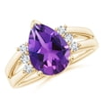 thumbnail image 1 of ANGARA Natural 2.6 Ct. Amethyst with Diamond Classic Ring in 14K Yellow Gold for Women (Ring Size: 3), 1 of 1