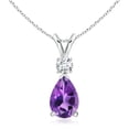 thumbnail image 1 of ANGARA Natural 2.6 ct Amethyst Teardrop Pendant with Diamond in 925 Sterling Silver for Women (Size-12x8mm) | February Birthstone, Anniversary, Jewelry Gift for Women | Natural Amethyst Necklace, 1 of 11