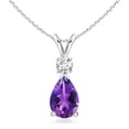 thumbnail image 1 of ANGARA Natural 2.6 ct Amethyst Teardrop Pendant with Diamond in 14K White Gold for Women (Size-12x8mm) | February Birthstone, Birthday, Anniversary, Jewelry Gift for Women | Natural Amethyst Necklace, 1 of 11