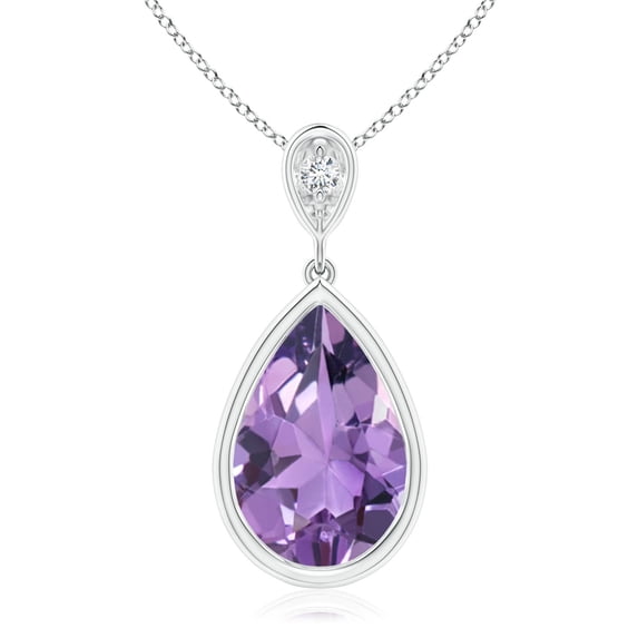 ANGARA Natural 2.6 ct Amethyst Teardrop Pendant with Diamond in 925 Sterling Silver for Women (Size-12x8mm) | February Birthstone, Anniversary, Jewelry Gift for Women | Natural Amethyst Necklace