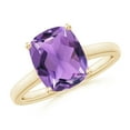 thumbnail image 1 of ANGARA Natural Cushion 2.7 ct Amethyst Solitaire Ring with Hidden Accents in 14K Yellow Gold for Women (Size-10x8mm) | February Birthstone, Anniversary, Jewelry Gift for Women | Natural Amethyst Ring, 1 of 11