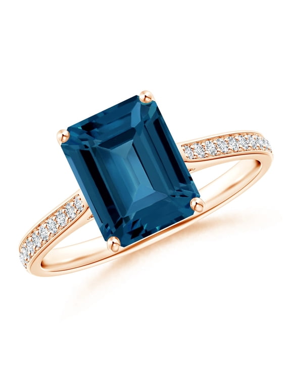 Natural 2.75 ct London Blue Topaz Cocktail Ring with Diamonds in 14K Rose Gold for Women (Size-9x7mm) | November Birthstone, Anniversary Jewelry Gift for Women | Natural London Blue Topaz Ring