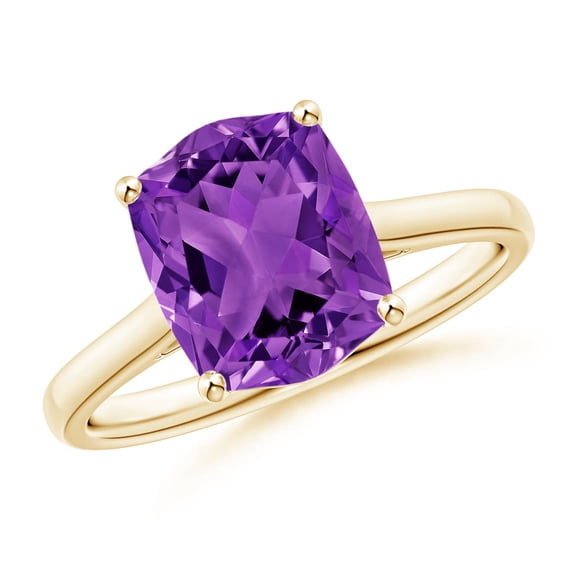 ANGARA Natural 2.8 Ct. Amethyst Solitaire Ring in 14K Yellow Gold for Women (Ring Size: 3)