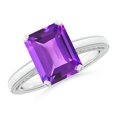 thumbnail image 1 of ANGARA Natural Emerald Cut 2.9 ct Amethyst Solitaire Ring with Milgrain in 14K White Gold for Women (Size-10x8mm) | February Birthstone, Anniversary, Jewelry Gift for Women | Natural Amethyst Ring, 1 of 8