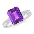 thumbnail image 1 of ANGARA Natural 2.9 Ct. Amethyst with Diamond Classic Ring in 14K White Gold for Women (Ring Size: 12), 1 of 9
