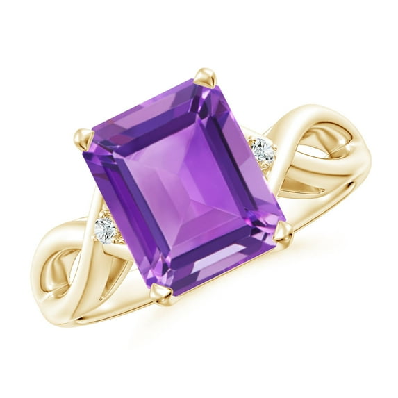 ANGARA Natural 2.9 Ct. Amethyst with Diamond Classic Ring in 14K Yellow Gold for Women (Ring Size: 11.5)