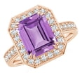 thumbnail image 1 of ANGARA Natural 2.9 Ct. Amethyst with Diamond Halo Engagement Ring in 14K Rose Gold for Women (Ring Size: 7.5), 1 of 9