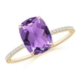 thumbnail image 1 of ANGARA Natural 2 Ct. Amethyst with Diamond Classic Ring in 14K Yellow Gold for Women (Ring Size: 6), 1 of 8