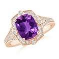 thumbnail image 1 of ANGARA Natural 2 Ct. Amethyst with Diamond Halo Ring in 14K Rose Gold for Women (Ring Size: 12), 1 of 8
