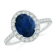 thumbnail image 1 of ANGARA Natural 2 Ct Oval Sapphire Halo Ring with Diamond Accents in 14K White Gold for Women (Size-9x7mm) | September Birthstone, Anniversary, Jewelry Gift for Women | Natural Blue Sapphire Ring, 1 of 10