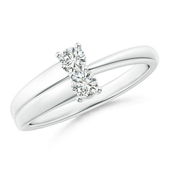 ANGARA Natural 2-Stone Diamond Anniversary Ring in 925 Sterling Silver for Women (Size-3.2mm| Color-H| Clarity-SI2) | April Birthstone, Anniversary, Jewelry Gift for Women | Natural Diamond Ring