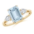 thumbnail image 1 of ANGARA Natural 2 ct Aquamarine and Pear Diamond Three Stone Engagement Ring in 14K Yellow Gold for Women (Size-9x7mm) | March Birthstone, Anniversary, Jewelry Gift for Women | Natural Aquamarine Ring, 1 of 9