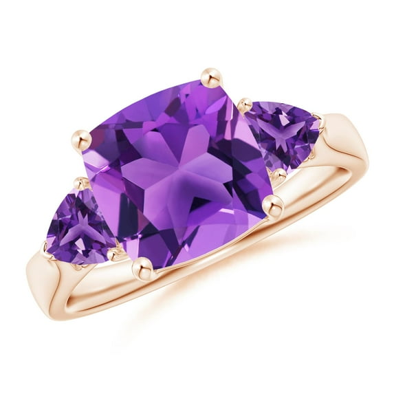 ANGARA Natural 3.1 Ct. Amethyst Fashion Ring in 14K Rose Gold for Women (Ring Size: 7)