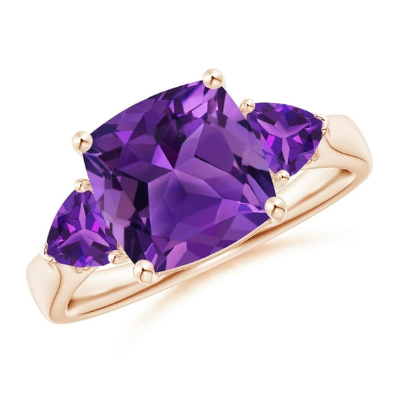 ANGARA Natural 3.1 Ct. Amethyst Fashion Ring in 14K Rose Gold for Women (Ring Size: 9.5)