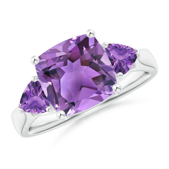 ANGARA Natural 3.1 Ct. Amethyst Fashion Ring in 14K White Gold for Women (Ring Size: 9.5)