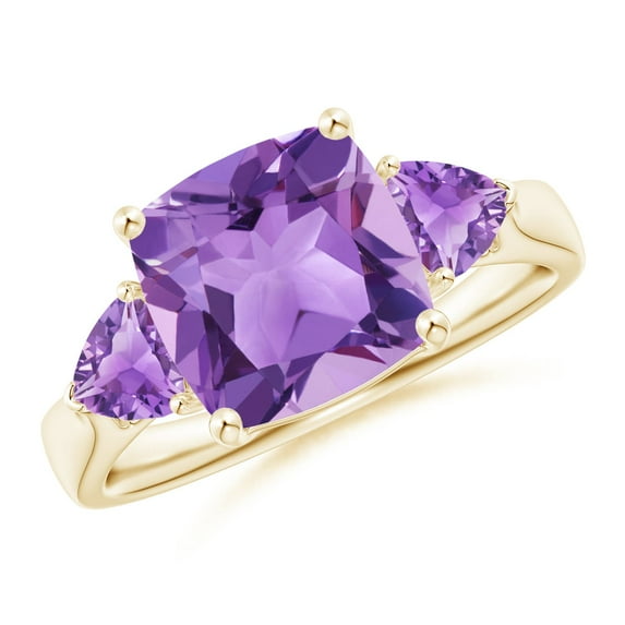 ANGARA Natural 3.1 Ct. Amethyst Fashion Ring in 14K Yellow Gold for Women (Ring Size: 9)