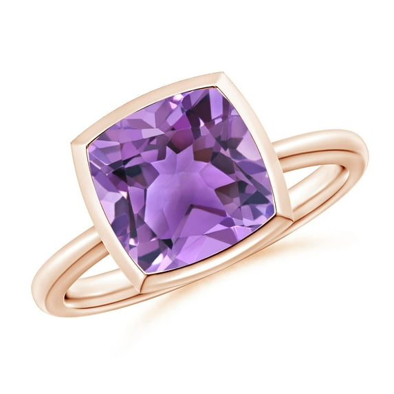 ANGARA Natural 3.1 Ct. Amethyst Solitaire Ring in 14K Rose Gold for Women (Ring Size: 7)