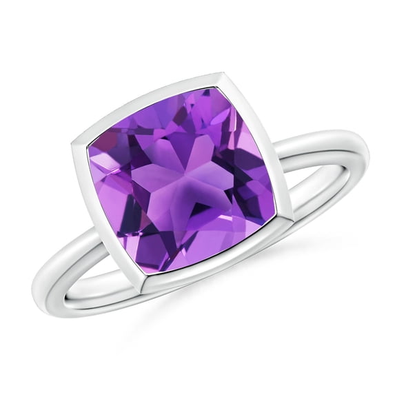 ANGARA Natural 3.1 Ct. Amethyst Solitaire Ring in 14K White Gold for Women (Ring Size: 5)