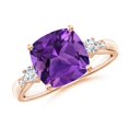 thumbnail image 1 of ANGARA Natural 3.1 Ct. Amethyst with Diamond Classic Ring in 14K Rose Gold for Women (Ring Size: 3.5), 1 of 9