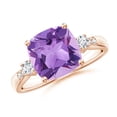 thumbnail image 1 of ANGARA Natural 3.1 Ct. Amethyst with Diamond Classic Ring in 14K Rose Gold for Women (Ring Size: 4), 1 of 9