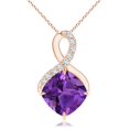 thumbnail image 1 of ANGARA Natural Claw-Set 3.1 ct Amethyst Infinity Pendant with Diamonds in 14K Rose Gold for Women (Size-9mm) | February Birthstone, Anniversary, Jewelry Gift for Women | Natural Amethyst Necklace, 1 of 8