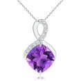 thumbnail image 1 of ANGARA Natural 3.1 ct Amethyst Infinity Pendant with Diamonds in 925 Sterling Silver for Women (Size-9mm) | February Birthstone, Anniversary, Jewelry Gift for Women | Natural Amethyst Necklace, 1 of 8