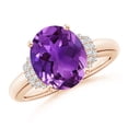 thumbnail image 1 of ANGARA Natural 3.15 Ct. Amethyst with Diamond Classic Ring in 14K Rose Gold for Women (Ring Size: 4.5), 1 of 10