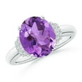 thumbnail image 1 of ANGARA Natural 3.15 Ct. Amethyst with Diamond Classic Ring in 14K White Gold for Women (Ring Size: 4.5), 1 of 10