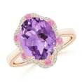 thumbnail image 1 of ANGARA Natural 3.15 ct Amethyst Floral Ring with Reverse Tapered Shank in 14K Rose Gold for Women (Size-11x9mm) | February Birthstone, Anniversary, Jewelry Gift for Women | Natural Amethyst Ring, 1 of 9
