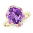 thumbnail image 1 of ANGARA Natural 3.15 ct Amethyst Floral Ring with Reverse Tapered Shank in 14K Yellow Gold for Women (Size-11x9mm) | February Birthstone, Anniversary, Jewelry Gift for Women | Natural Amethyst Ring, 1 of 9