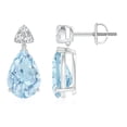 thumbnail image 1 of ANGARA Natural 3.2 ct Aquamarine Drop Earrings with Trio Diamonds in 14K White Gold for Women (Size-10x7mm) | March Birthstone, Anniversary, Jewelry Gift for Women | Natural Aquamarine Earrings, 1 of 7