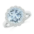thumbnail image 1 of ANGARA Natural 3.2 ct Aquamarine Scalloped Halo Ring in 14K White Gold for Women (Size-10mm) | March Birthstone, Birthday, Anniversary, Jewelry Gift for Women | Natural Aquamarine Ring, 1 of 9