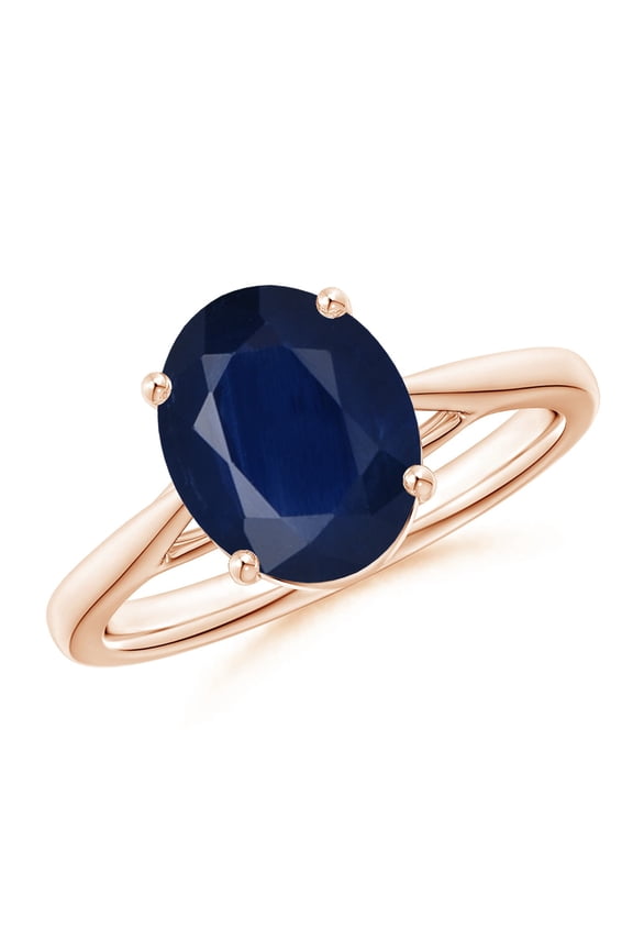 Natural 3.3 Ct Prong-Set Oval Sapphire Cathedral Solitaire Ring in 14K Rose Gold for Women (Size-10x8mm) | September Birthstone, Anniversary, Jewelry Gift for Women | Natural Sapphire Ring