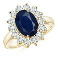 thumbnail image 1 of ANGARA Natural 3.3 ct Blue Sapphire Ring with Diamond in 14K Yellow Gold for Women (Size-10x8mm) | September Birthstone, Anniversary, Jewelry Gift for Women | Natural Sapphire Ring, 1 of 11