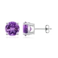 thumbnail image 1 of ANGARA Natural Basket-Set Round 3.4 ct Amethyst Studs in 925 Sterling Silver for Women (Size-8mm) | February Birthstone, Birthday, Anniversary, Jewelry Gift for Women | Natural Amethyst Earrings, 1 of 13