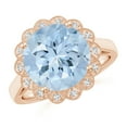 thumbnail image 1 of ANGARA Natural 3.4 ct Aquamarine Scalloped Halo Ring in 14K Rose Gold for Women (Size-11mm) | March Birthstone, Birthday, Anniversary, Jewelry Gift for Women | Natural Aquamarine Ring, 1 of 8