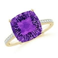 thumbnail image 1 of ANGARA Natural Cushion 3.5 ct Amethyst Cocktail Ring with Diamonds in 14K Yellow Gold for Women (Size-10mm) | February Birthstone, Anniversary, Jewelry Gift for Women | Natural Amethyst Ring, 1 of 8