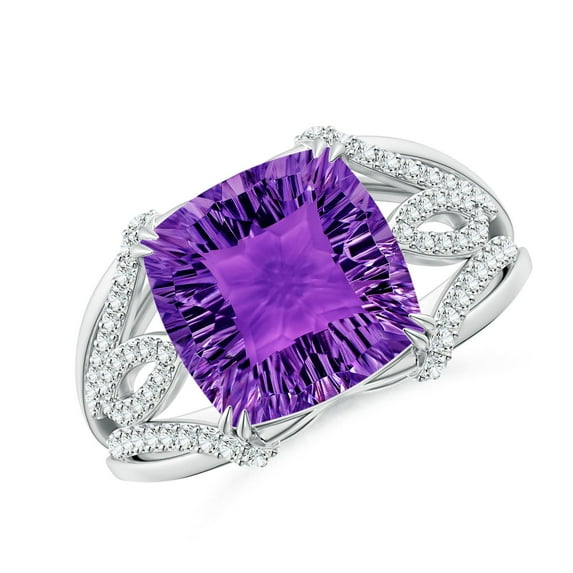 ANGARA Natural 3.5 Ct. Amethyst with Diamond Fashion Ring in 14K White Gold for Women (Ring Size: 12)
