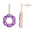thumbnail image 1 of ANGARA Natural 3.6 ct Amethyst Circle Dangle Earrings with Diamonds in 14K Rose Gold for Women (Size-5x4mm) | February Birthstone, Anniversary, Jewelry Gift for Women | Natural Amethyst Earrings, 1 of 7