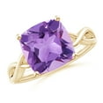 thumbnail image 1 of ANGARA Natural 3.65 Ct. Amethyst Solitaire Engagement Ring in 14K Yellow Gold for Women (Ring Size: 3.5), 1 of 9