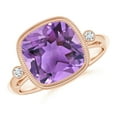 thumbnail image 1 of ANGARA Natural 3.65 Ct. Amethyst with Diamond Side Stones Ring in 14K Rose Gold for Women (Ring Size: 10), 1 of 11