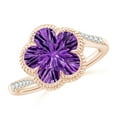 thumbnail image 1 of ANGARA Natural Five-Petal Flower 3.7 ct Amethyst Twisted Wire Halo Ring in 14K Rose Gold for Women (Size-10mm) | February Birthstone, Anniversary, Jewelry Gift for Women | Natural Amethyst Ring, 1 of 8