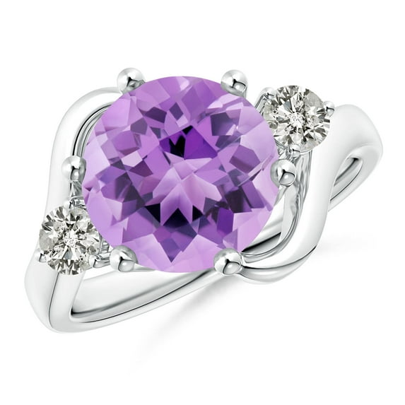 ANGARA Natural 3.72 Ct. Amethyst with Diamond Classic Ring in 14K White Gold for Women (Ring Size: 8)