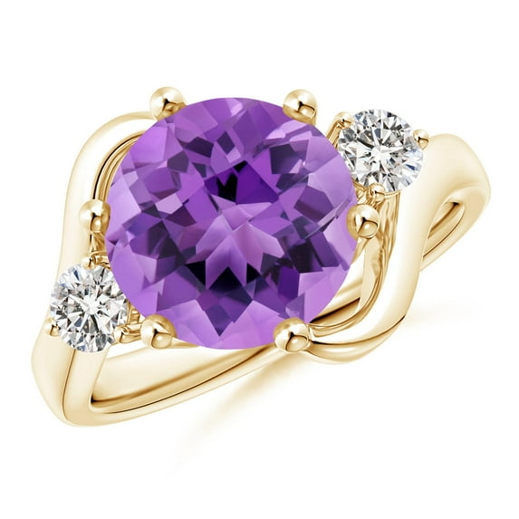 ANGARA Natural 3.72 Ct. Amethyst with Diamond Classic Ring in 14K Yellow Gold for Women (Ring Size: 11.5)