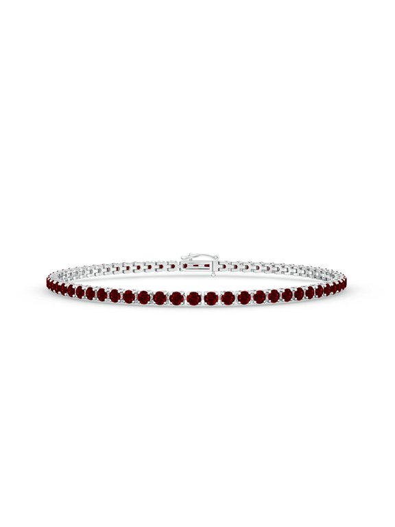 Natural 3.84 ct Ruby Eternity Tennis Bracelet in 14K White Gold for Women (Size-2.2mm) | July Birthstone, Birthday, Anniversary, Jewelry Gift for Women | Natural Ruby Bracelet